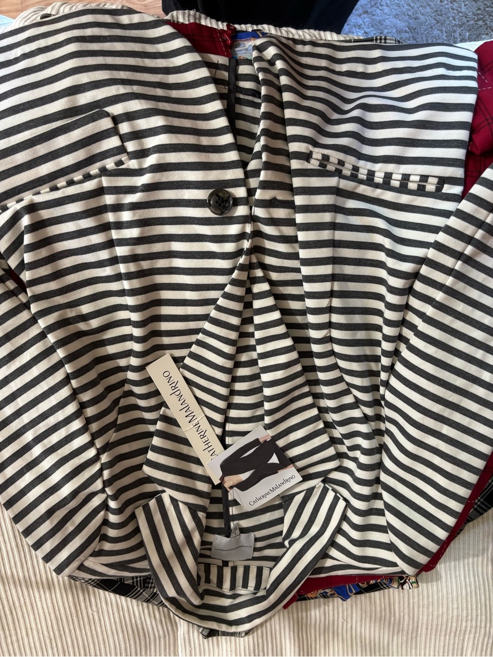 Catherine Malandrino Black and White Striped Blazer